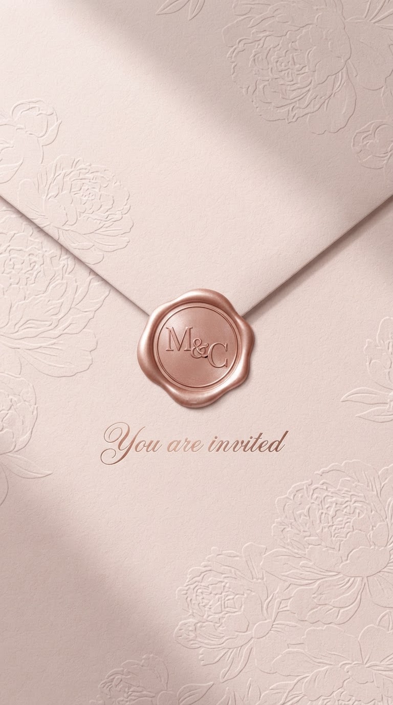 Blush envelope with rose-gold seal