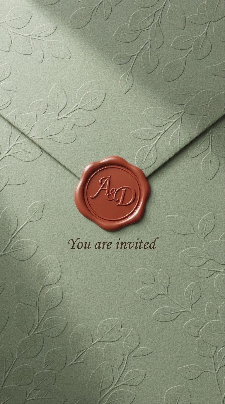 Sage envelope with terracotta seal